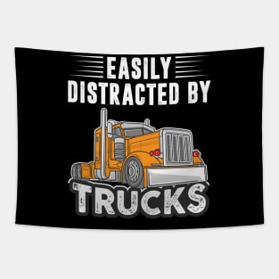 Easily Distracted By Trucks Shirt Funny Trucks Lover Boys Tapestry