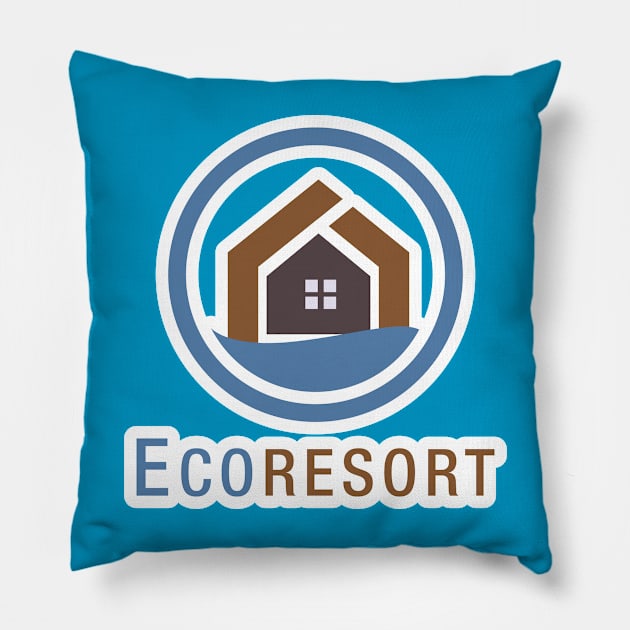 Abstract Wave and House Home Sticker logo design. Creative Modern Beach property sticker design icon. Pillow by AlviStudio