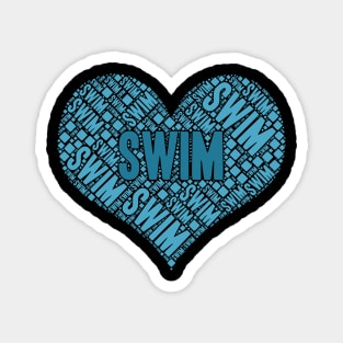 Swim Word Cloud - Heart Shaped Swimming Typography Magnet