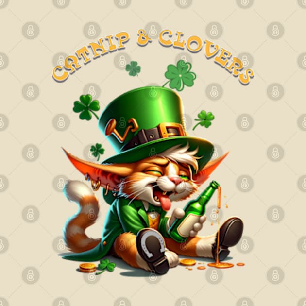 St Patricks day leprechaun cat - Catnip & Clovers by BrisaArtPrints