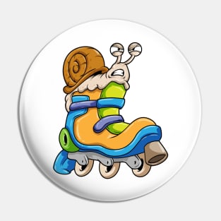 Snail as Inline skater with Inline skates Wheels Pin