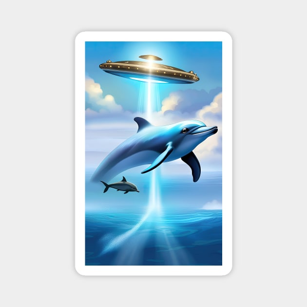 Dolphins and UFOs Magnet by roswellboutique