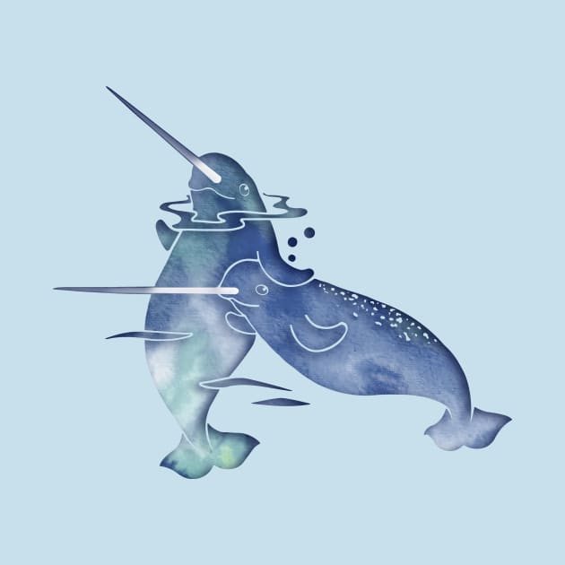 Blue Sea Narwhals by ferinefire