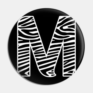 Zebra Print Letter M Pin