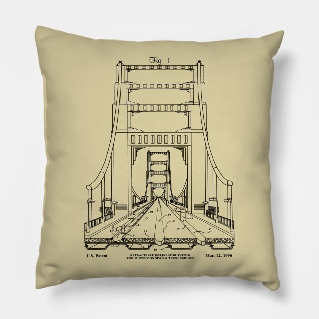 Bridge Construction Patent Print Pillow by MadebyDesign