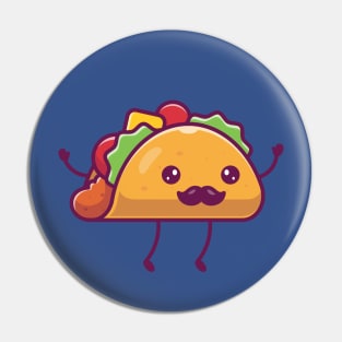 Cute Mustache Taco Jumping Cartoon Pin