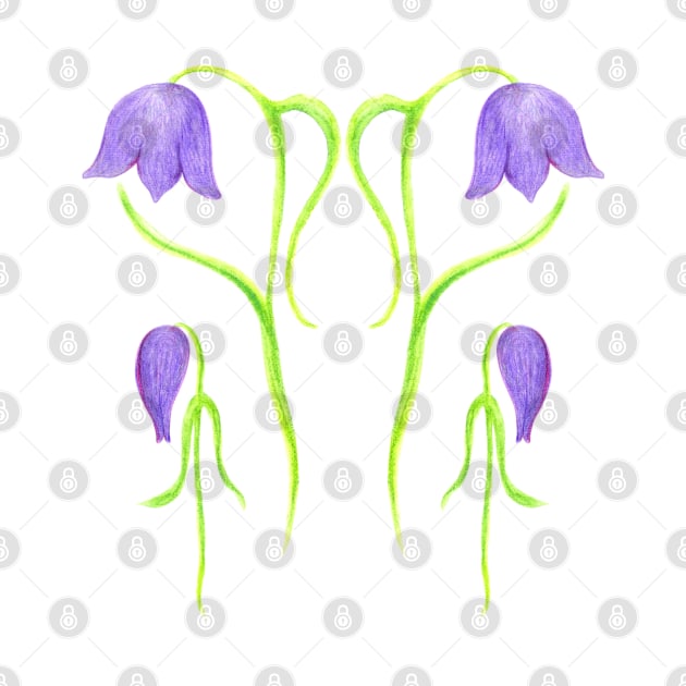 Purple Bluebell Watercolor Floral Pattern by Neginmf