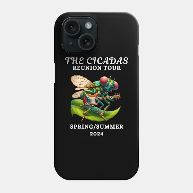 Cicadas Reunion Tour Spring Summer 2024 Funny Cicadageddon Event Cartoon Cicada Guitar Phone Case by jandesky