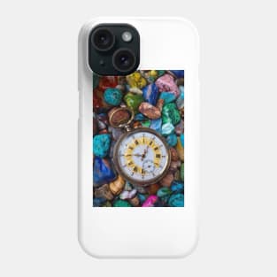 Old Pocket Watch On Polished Stones Phone Case