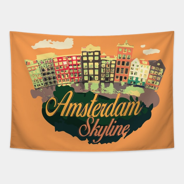 Amsterdam skyline Tapestry by ArteriaMix