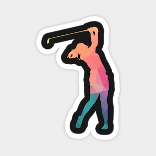 Colorful Geometric golf Woman Player Magnet