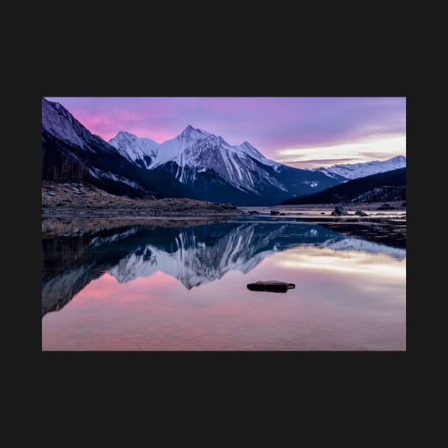 Pink Reflections of Medicine Lake by krepsher