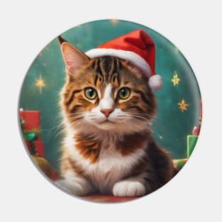 Funny Christmas Cat Pin