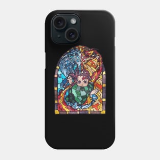 Anime Illustration Tanjiro Demon slayer Stained Glass Style Phone Case