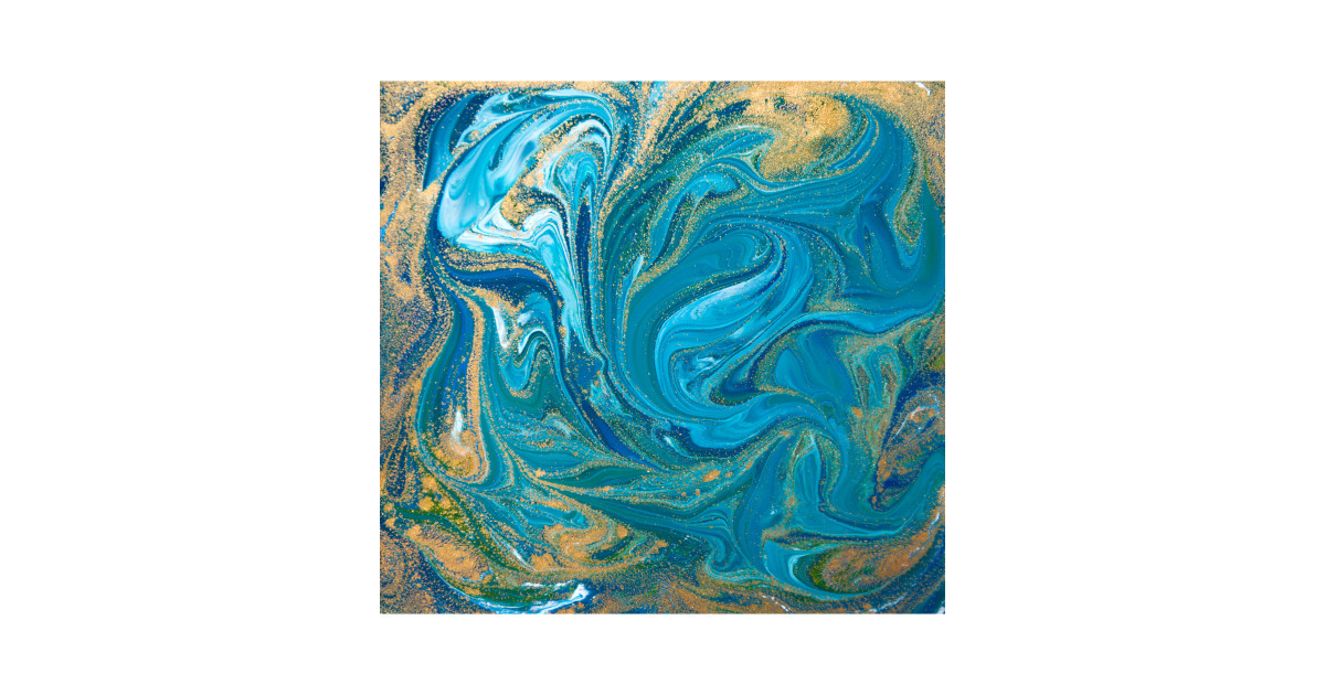 Blue & Gold Abstract Painting Blue Abstract Art Sticker TeePublic
