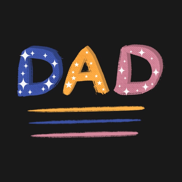 Colorful Dad hand-drawn Lettering on Blue by OneLook