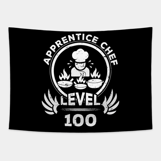 Level 100 Apprentice Chef Funny Cook Gift Tapestry by atomguy