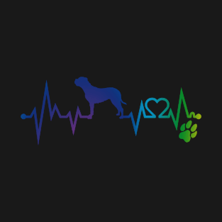 BullMastiff  Colorful Heartbeat, Heart & Dog Paw T-Shirt