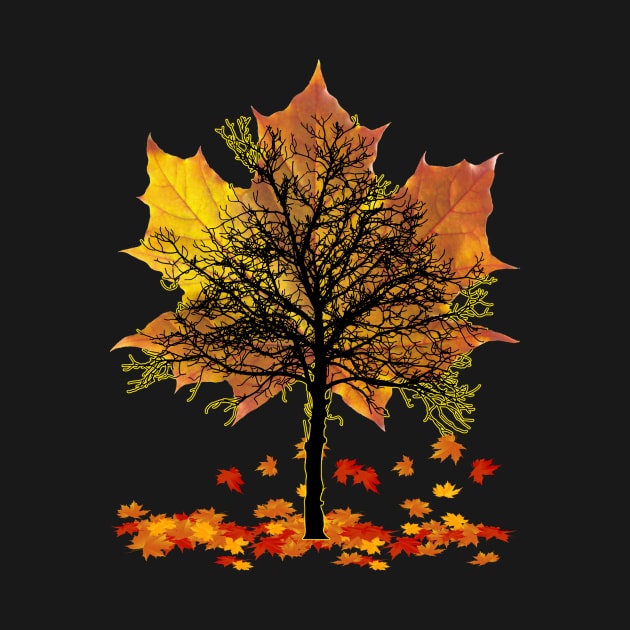 Maple Tree Falling Leaves Autumn Season by jenneketrotsenburg