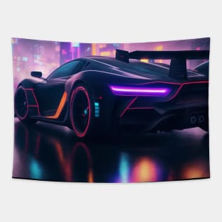 Asian Neon Velocity: Futuristic Thrill Ride Tapestry