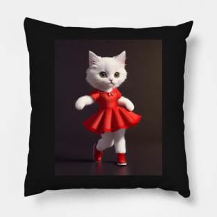 Dancing cat - Modern digital art Pillow