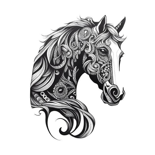 Horse Wild Animal Nature Illustration Art Tattoo by Cubebox