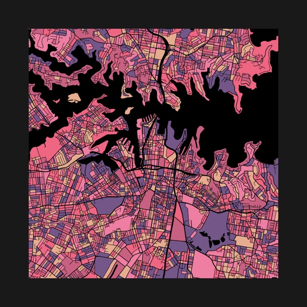 Sydney Map Pattern in Purple & Pink by PatternMaps