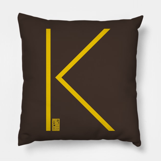 Letter K Simple Thin Clean Minimalist Line Initial Pillow by porcodiseno