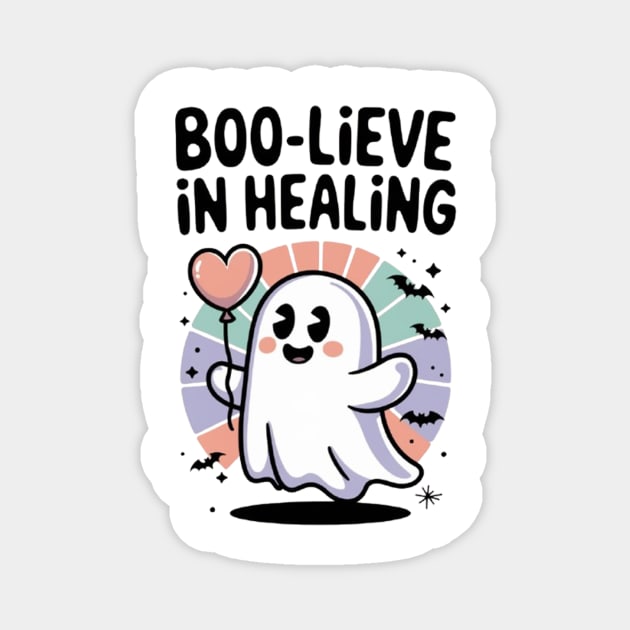 Boo-lieve in Healing – Cute Rainbow Ghost Self Care Halloween Magnet by Fauzi's Store