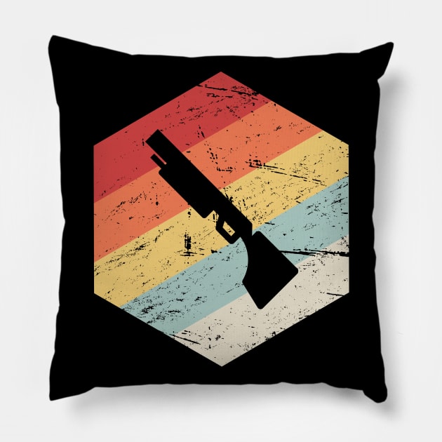 Retro 70s Shotgun Icon | Skeet Shooting Pillow by Wizardmode