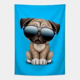 Cute Pug Puppy Dog Wearing Sunglasses Tapestry