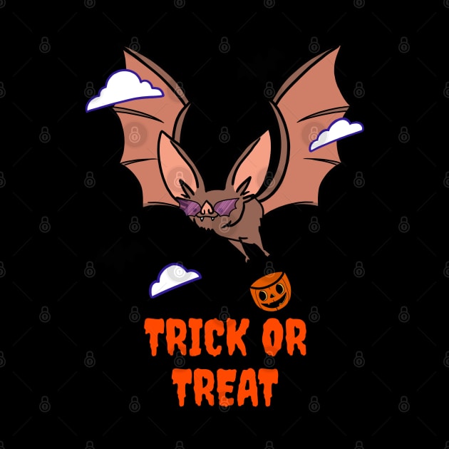 Trick Or Treat Bat Pumpkin Halloween Design by Up 4 Tee