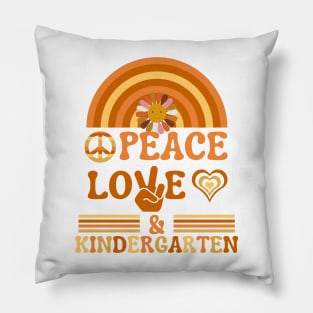 Peace, Love, & Kindergarten Groovy School White Pillow