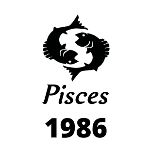 Black Zodiac Birthday Pisces 1986 T-Shirt