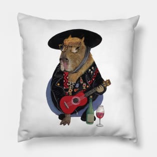 Capybara ukulele player wine lover Pillow