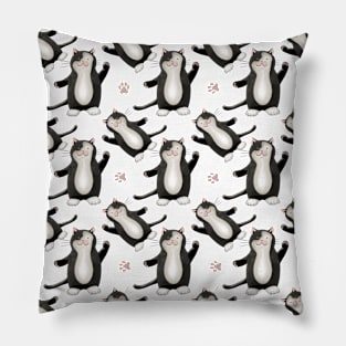 Black & White Cat Paw Print Pattern by Kate VanFloof Pillow