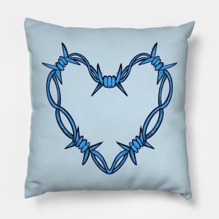 Blue barbed wire heart Pillow