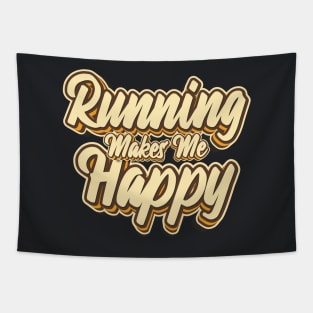Running makes me happy typography Tapestry