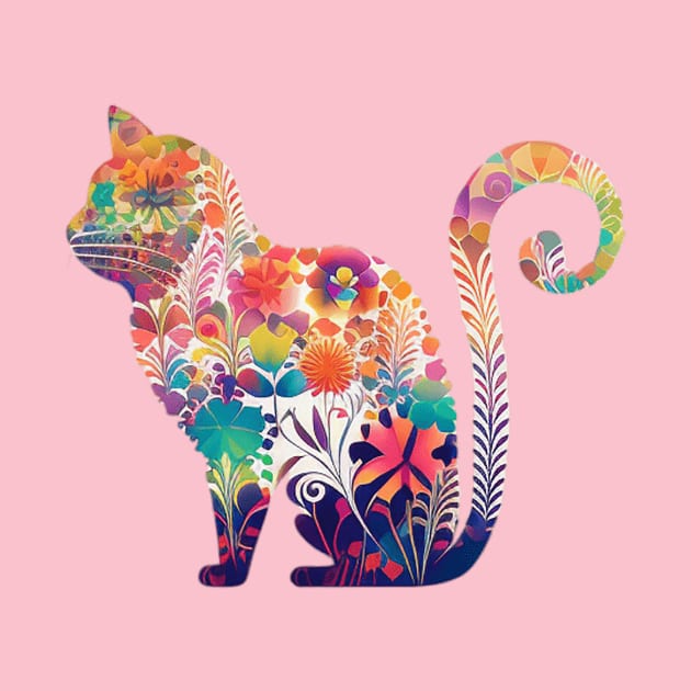 Floral Cat, Mom Cat by iCutTee