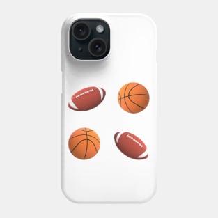 Footballs and Basketballs (White Background) Phone Case