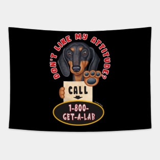 Cute cool Doxie Black Dachshund with Attitude Tapestry