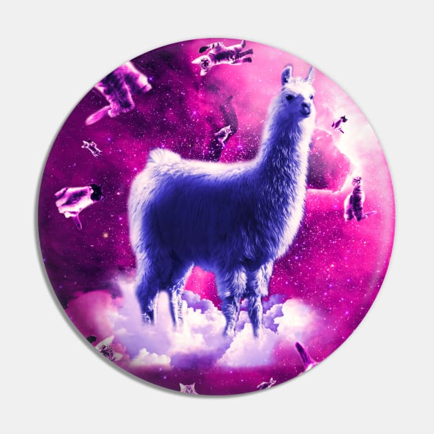 Outer Space Cats With Llama Pin by Random Galaxy