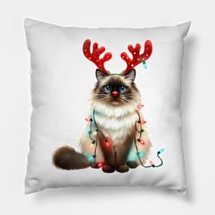 Christmas Red Nose Balinese Cat Pillow