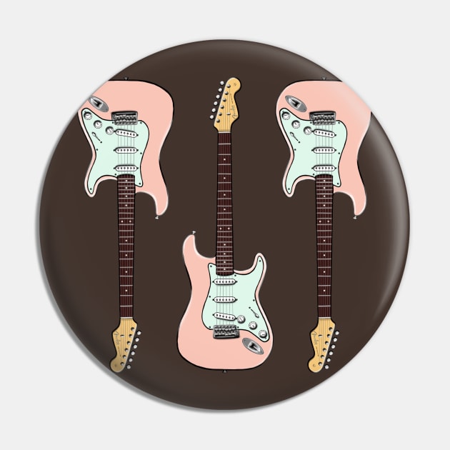 Triple Shell Pink Stratocaster Pin by saintchristopher