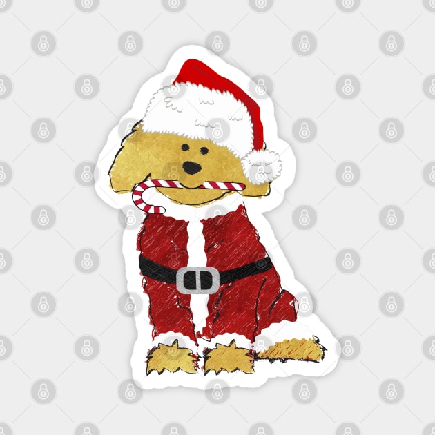 Christmas Goldendoodle Santa Claus Magnet by EMR_Designs