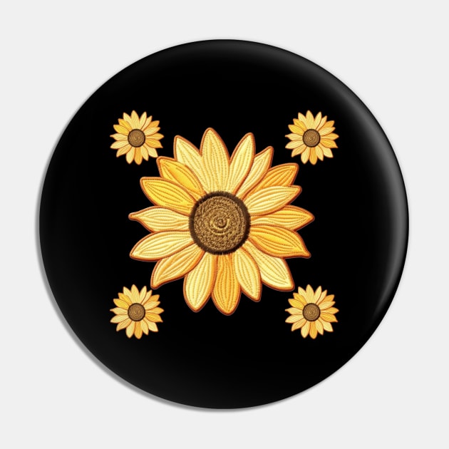 Sunflower Flora Positive Retro Vintage Brunch Pin by Flowering Away