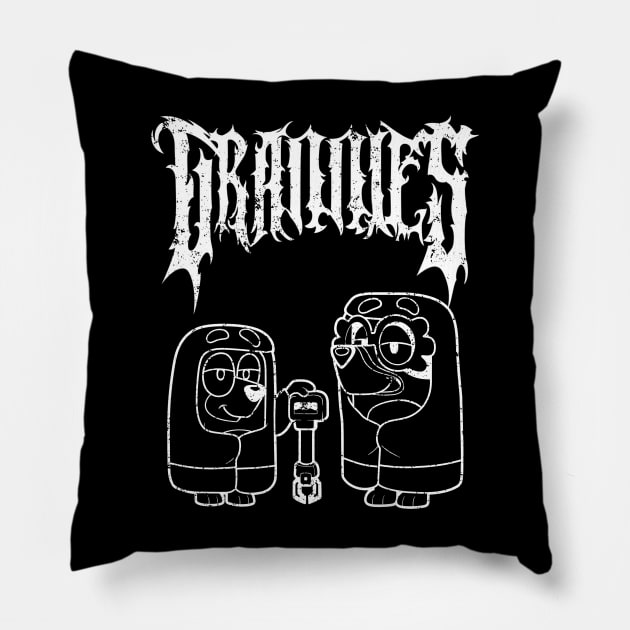 Death Metal Bluey Grannies Pillow by Shirleyy Shop Arts