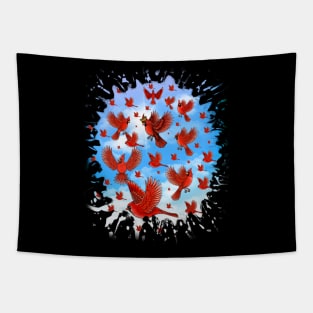 Cute Red cardinals flaying Tapestry