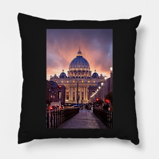 Saint Peter`s Basilica in Vatican City in Rome, Italy Pillow