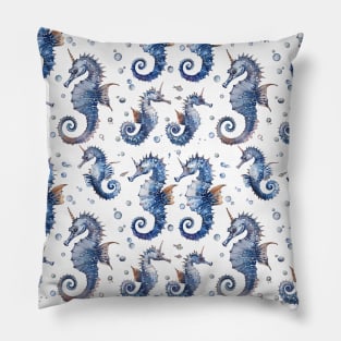 Blue Seahorses Pillow